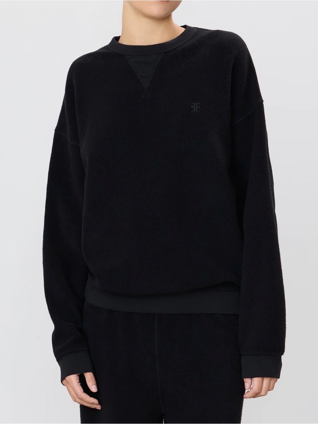 Nwt Eterne Classic Crew Sweatshirt Reverse French Terry Black Size Xs $275